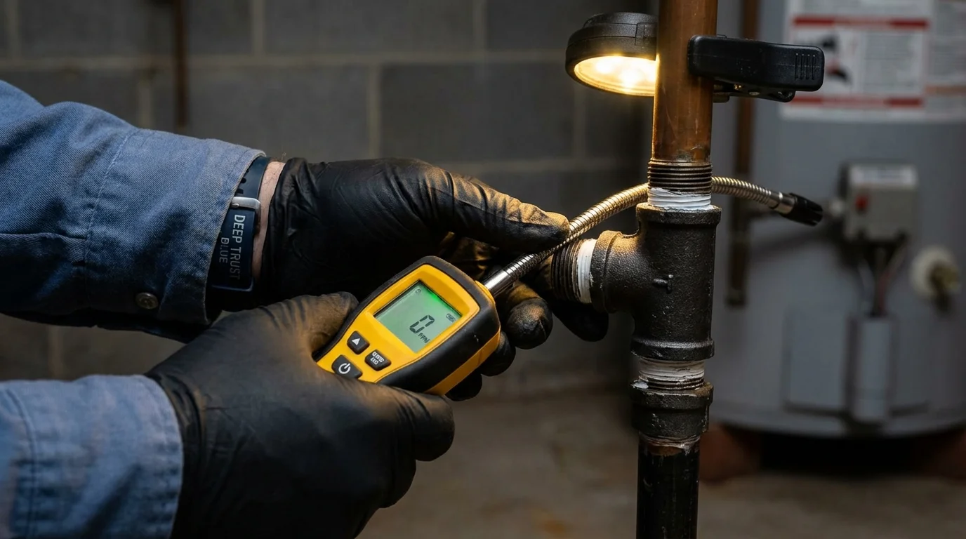 Gas leak detection with electronic sniffer by Johns Plumbing LLC in Seeley Lake